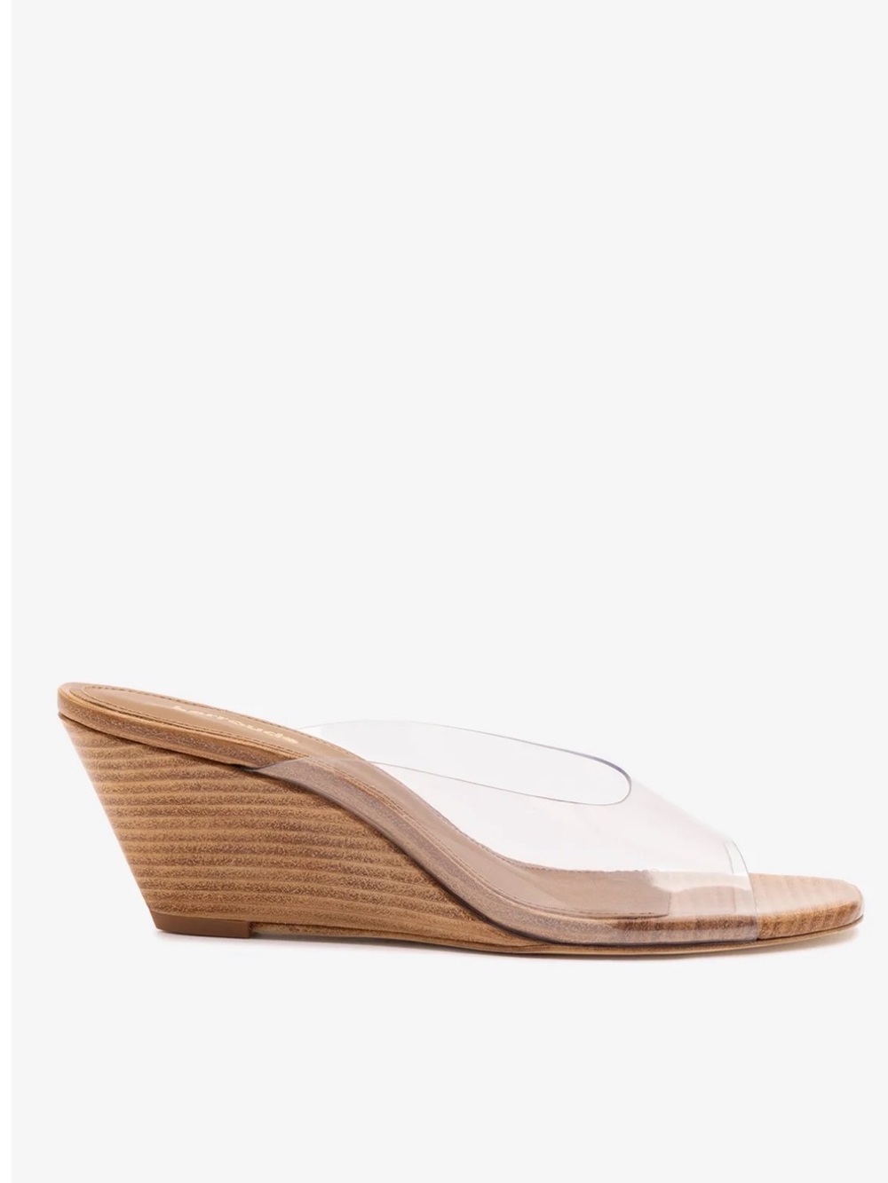 Larroude Vivi Clear Wedge Mule in Clear Vinyl-Slide Women's Summer Wedge